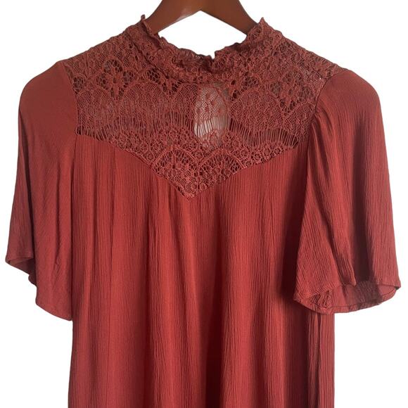 Y2K Stoosh Dress Women S High Neck Crochet Bodice Boho Cottagecore Fairy Retro - Picture 10 of 11